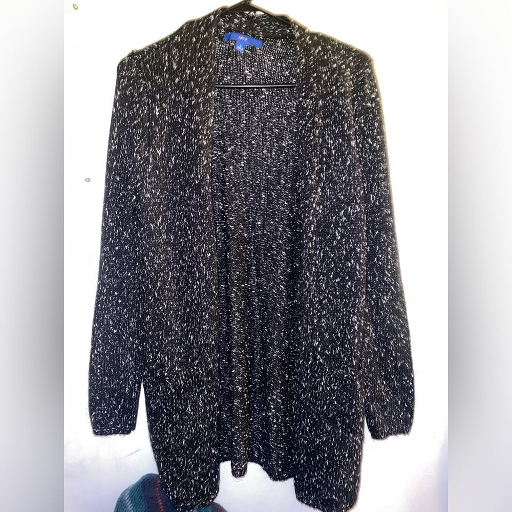 Black and white cardigan.